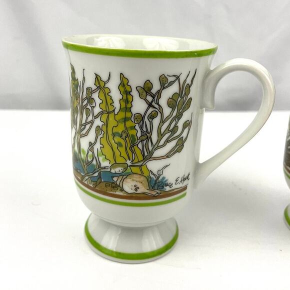 VTG Underwater Bruce E Hart Mug Cups Set of 2 GHC Signed Printed - Picture 3 of 11